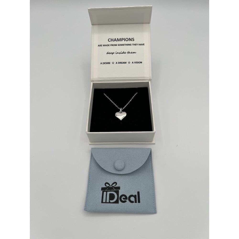 Sterling Silver 925 Shiny Heart Necklace 16” Chain Boxed Gift Engraved